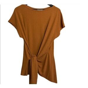 Zara Lagenlook Side Tie Rustic Orange Top NWOT